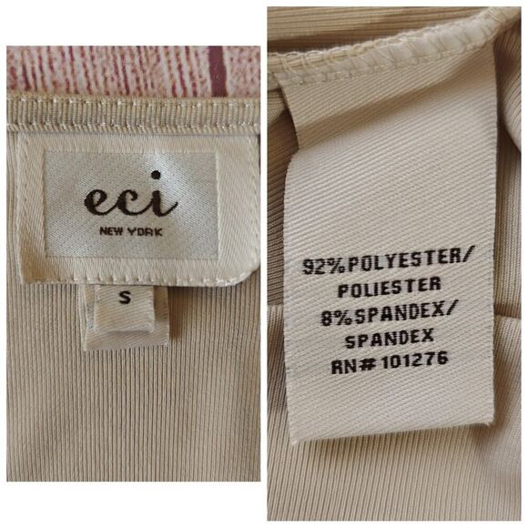 ECI New York Metallic Gold Rosette V-neck Blouse sz S - Picture 8 of 9